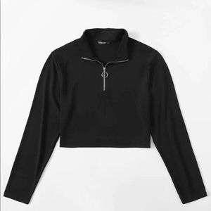 Zipper Half Placket Crop Top